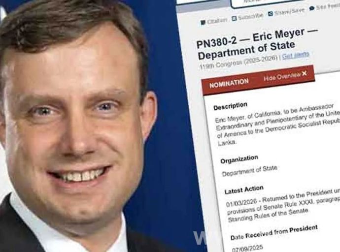 ශ්‍රී ලංකාවේ නව අමෙරිකානු තානාපතිවරයාගේ පත්වීම් කටයුතු අවසන් අදියරේ