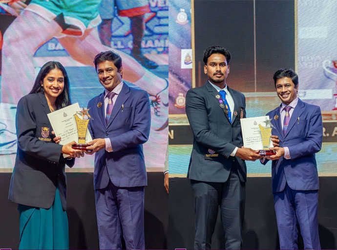 කොළඹ විශ්වවිද්‍යාලයේ දක්ශතම ක්‍රීඩකයා හිම්සර රන්දෙනිය, ක්‍රීඩිකාව මිෂෙල් කැටගොඩ; දෙදෙනා ම සම්මාන ලබති