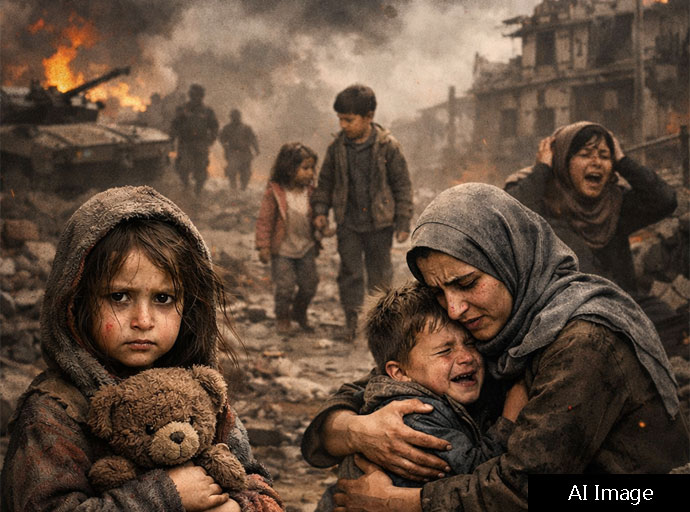 යුද්ධයේ අඳුරු සෙවණැලි මැද අහිංසක දරුවන්ගේ සහ කාන්තාවන්ගේ ජීවිත සුරකිමු