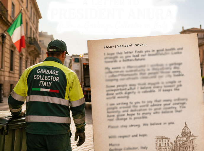 ඉතාලියේ කසළ ශෝධකයකු ගෙන් ජනාධිපති අනුරට ලිපියක්