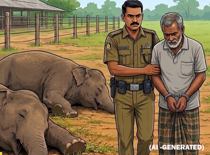 විදුලි සැර වැදීමෙන් වන අලින් දෙදෙනෙකු මියයාම සම්බන්ධයෙන් සැකකරුවෙකු අත්අඩංගුවට!