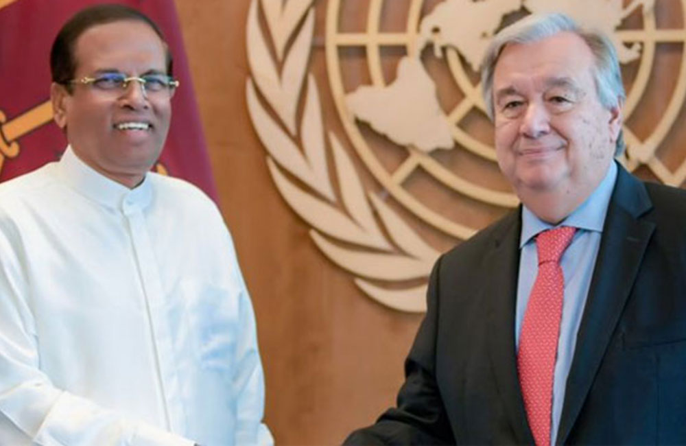 වහාම පාර්ලිමේන්තුව කැඳවා ප්‍රශ්නය විසඳගන්න : UN මහලේකම් සිරිසේන ජනාධිපතිට අමතයි 