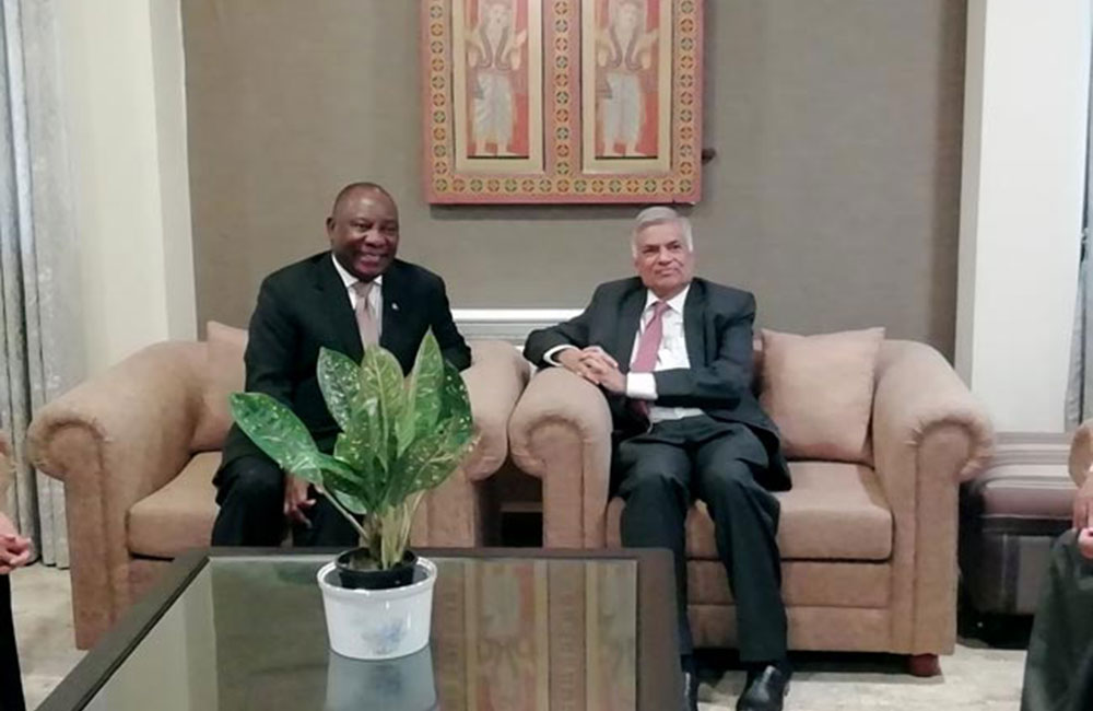 අගමැති රනිල් සහ දකුණු අප්‍රිකානු ජනාධිපති අතර සාකච්ඡා !