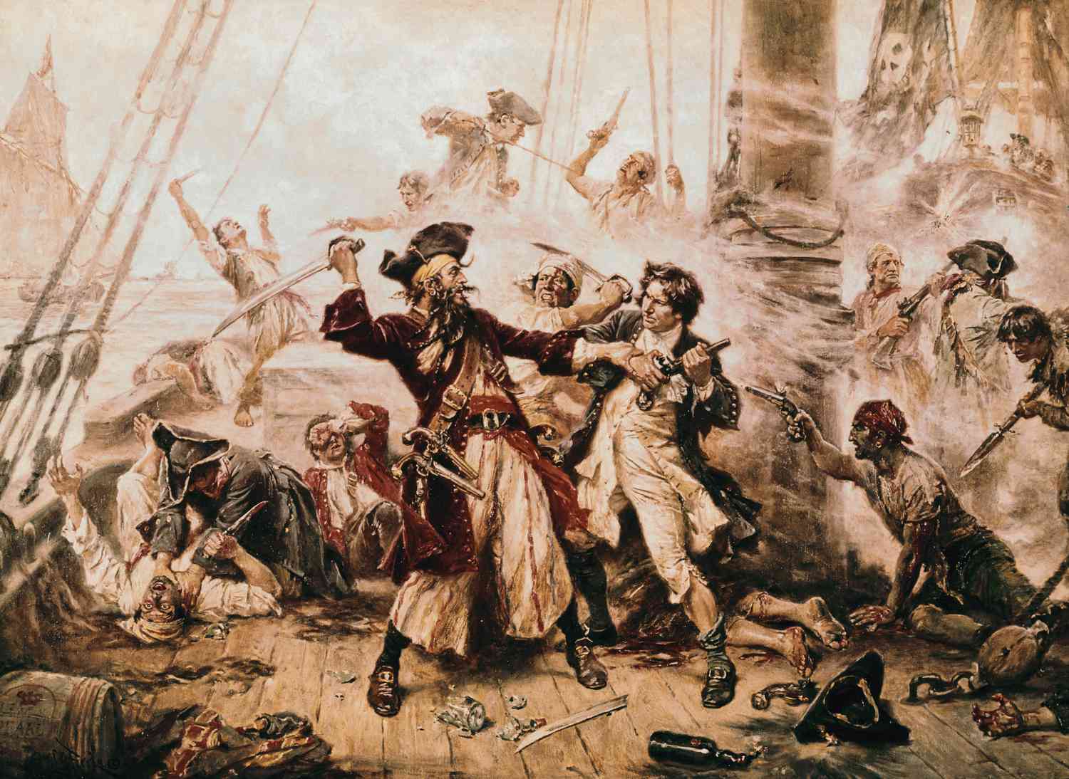 the capture of the pirate blackbeard 1718 by jean leon gerome ferris 517200612 5a566ce1b39d0300378d4511