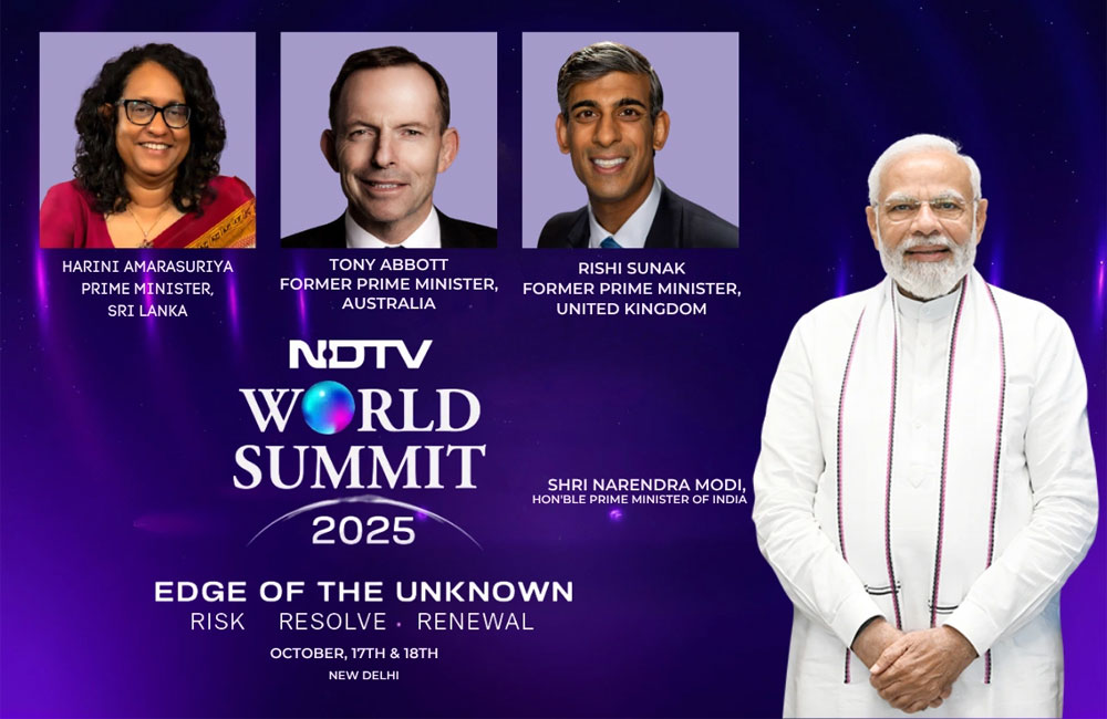 මොදී සහ හරිනි ගේ සහභාගිත්වයෙන් 2025 NDTV ලෝක සමුළුව අද ආරම්භ වේ