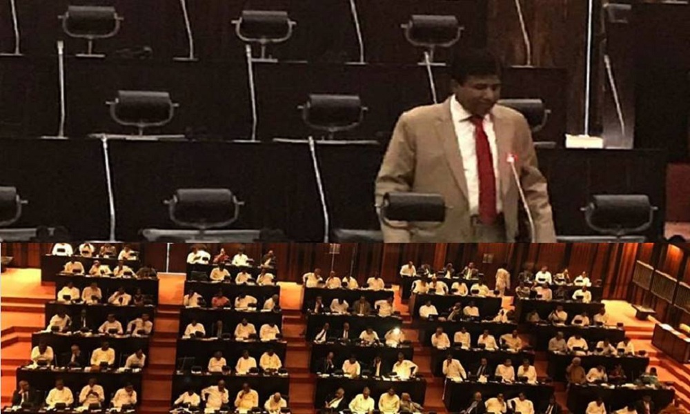 කුමන්ත්‍රණ ආණ්ඩුව අදත් පාර්ලිමේන්තුවෙන් පලායයි : සිරිසේන සමඟ සාකච්ඡාවකට විජේදාසගෙන් යෝජනාවක් !