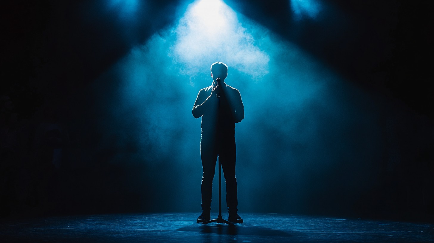 singer under spotlight stockcake